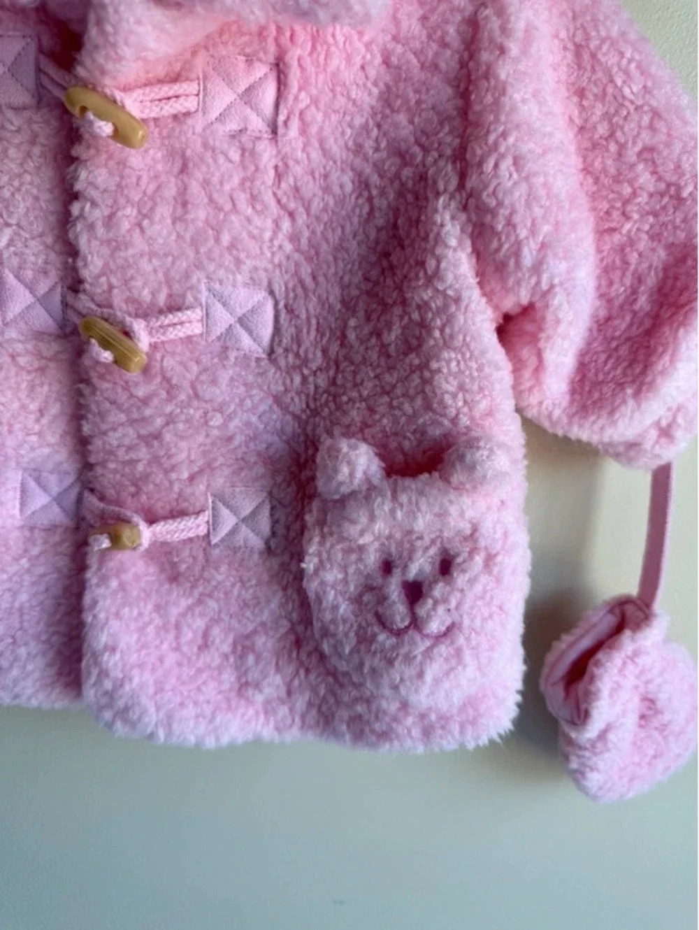 The Children's Place Baby Girls Sherpa Bear Coat & Mittens 0-3M (fit up to 12m)